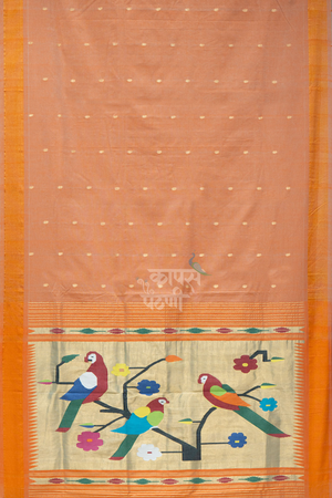 Buy Light Orange Handloom Cotton Paithani Online