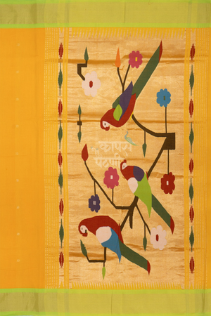 Buy Yellow Handloom Cotton Paithani Online