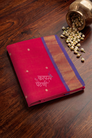 Shop Dark Pink Handloom Cotton Paithani Online