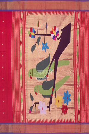 Shop Dark Pink Handloom Cotton Paithani Online In India