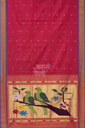 Shop Dark Pink Handloom Cotton Paithani Online At Best Price