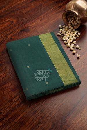 Shop Bottle Green Handloom Cotton Paithani Online