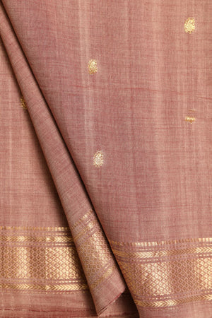 Shop Handloom Cotton Light Brown Paithani Rich Pallu Online