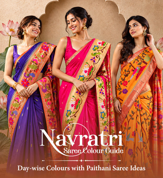 Navratri Saree Colour Guide: Day-wise Colours with Paithani Saree Ideas