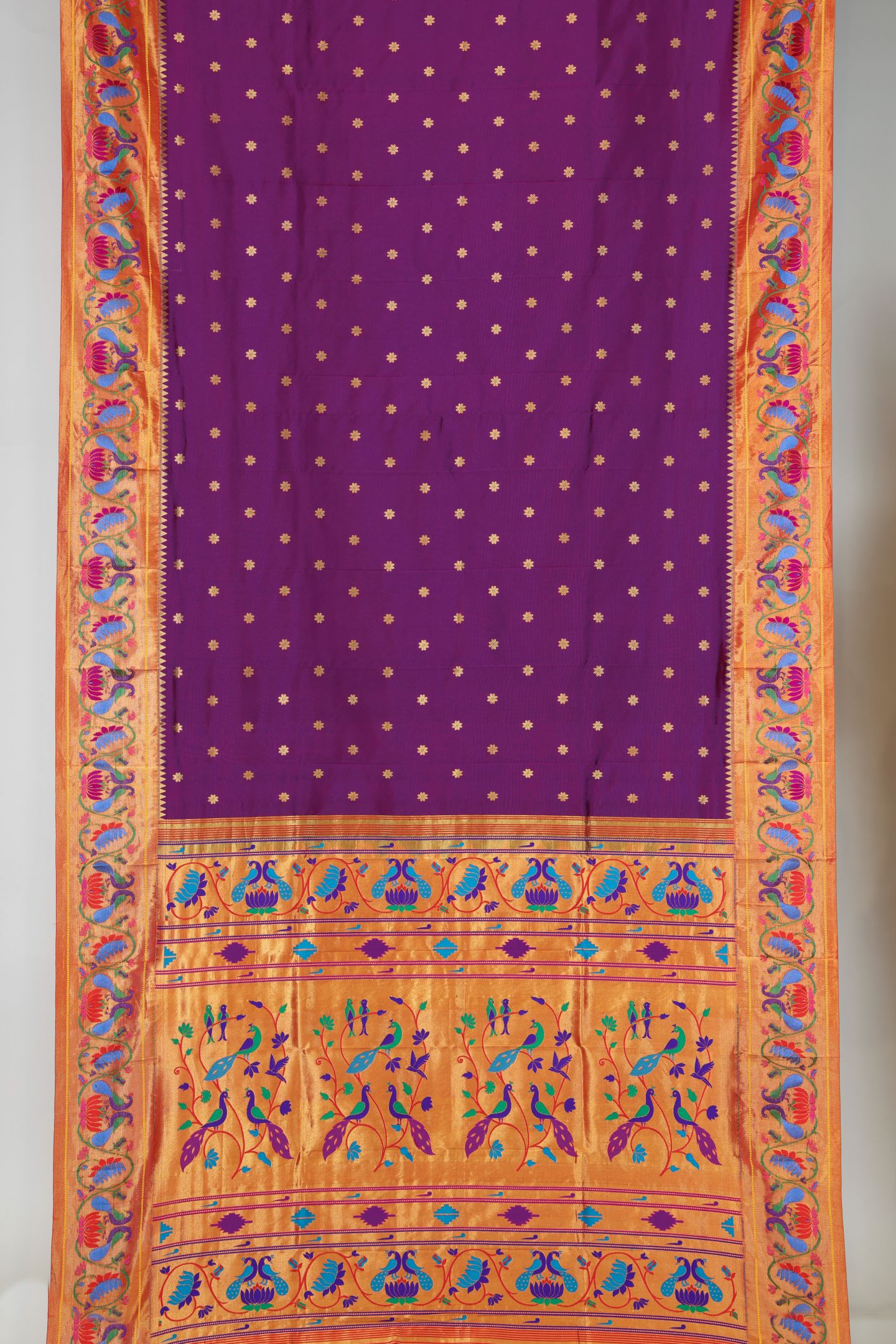 Traditional Peacock Meena Border Saree