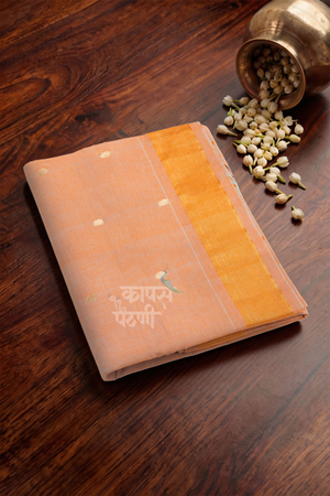 Shop Light Orange Handloom Cotton Paithani Online