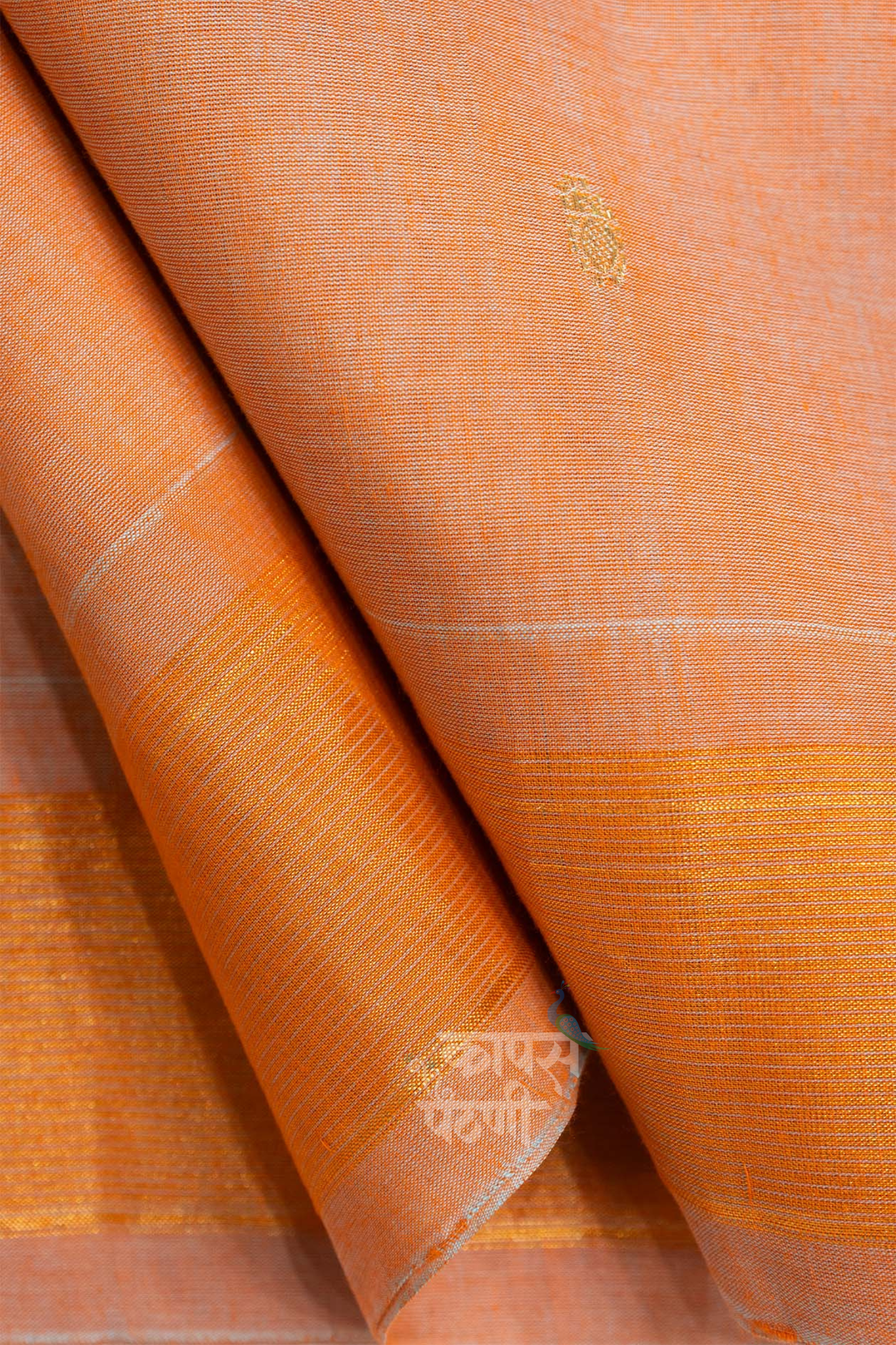 Shop Light Orange Handloom Cotton Paithani Online In India