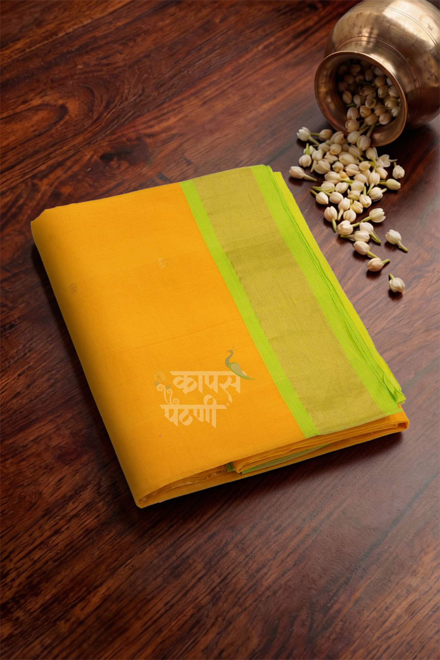 Shop Yellow Handloom Cotton Paithani Online