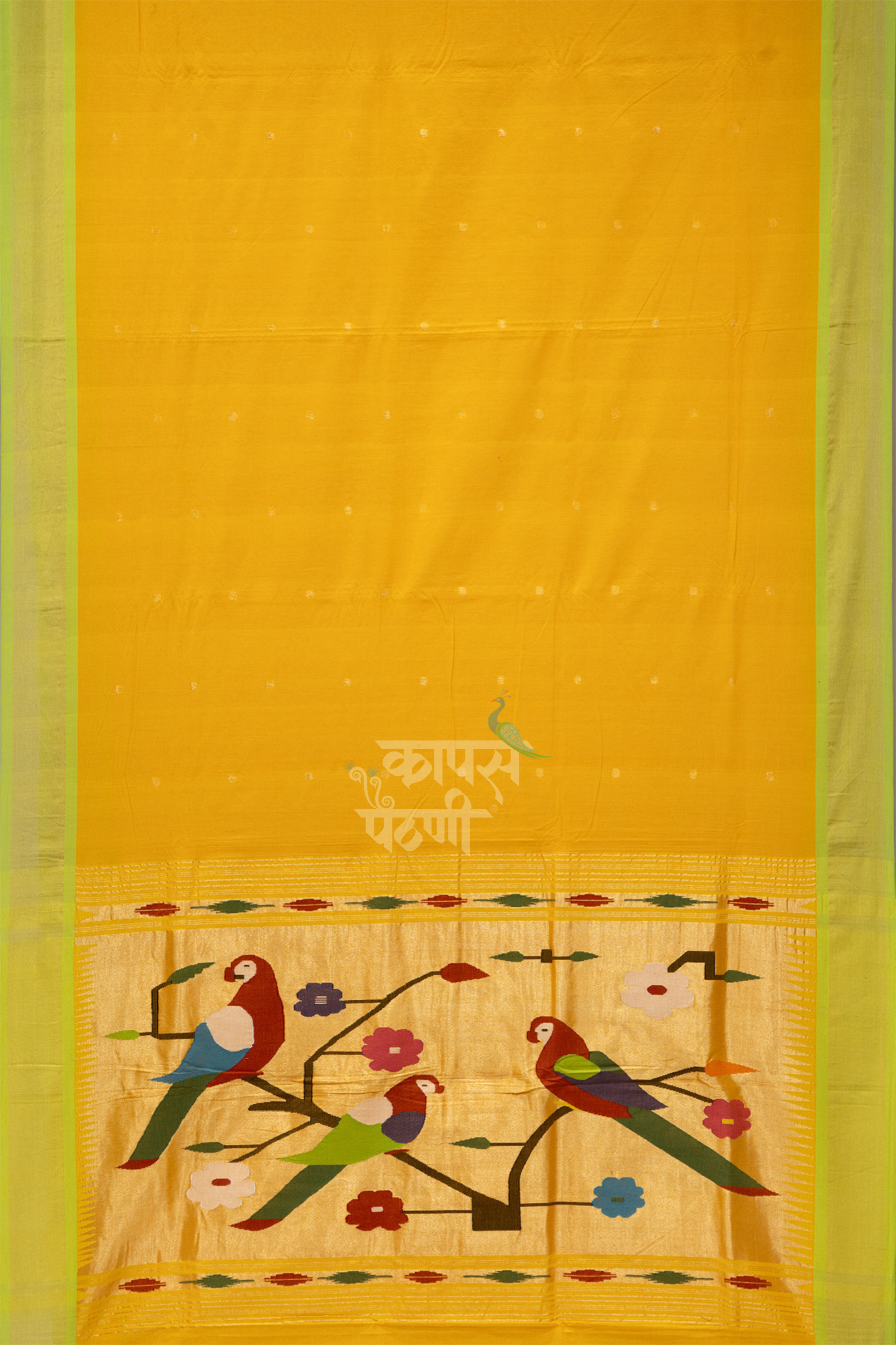 Order Yellow Handloom Cotton Paithani Online