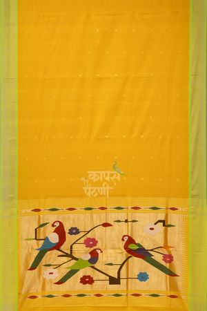 Order Yellow Handloom Cotton Paithani Online