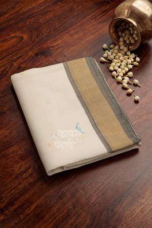 Shop White Handloom Cotton Paithani Online
