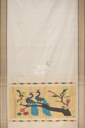 Buy White Handloom Cotton Paithani Online In India