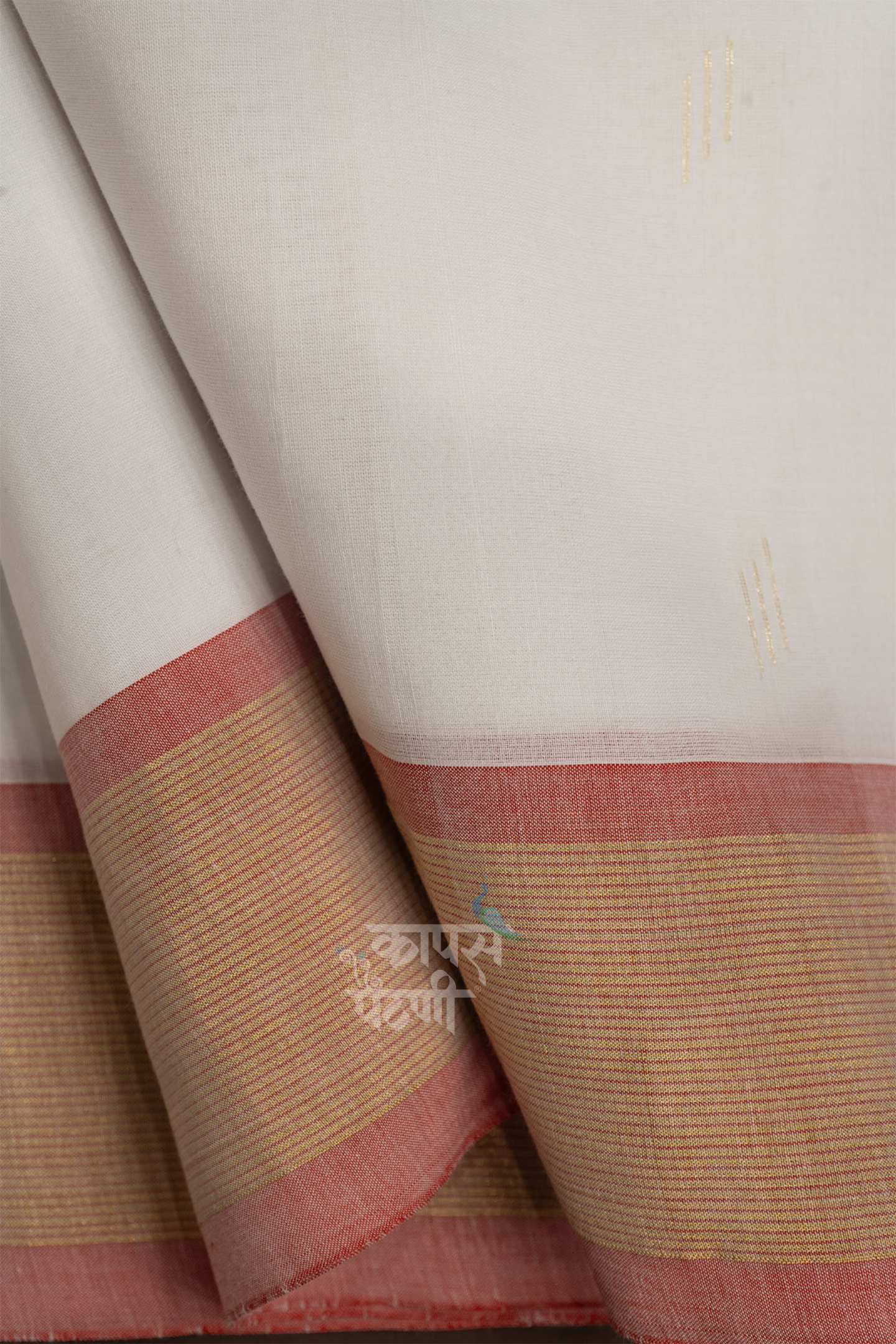 Buy White Handloom Cotton Paithani Online At Best Price