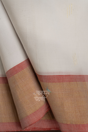 Buy White Handloom Cotton Paithani Online At Best Price