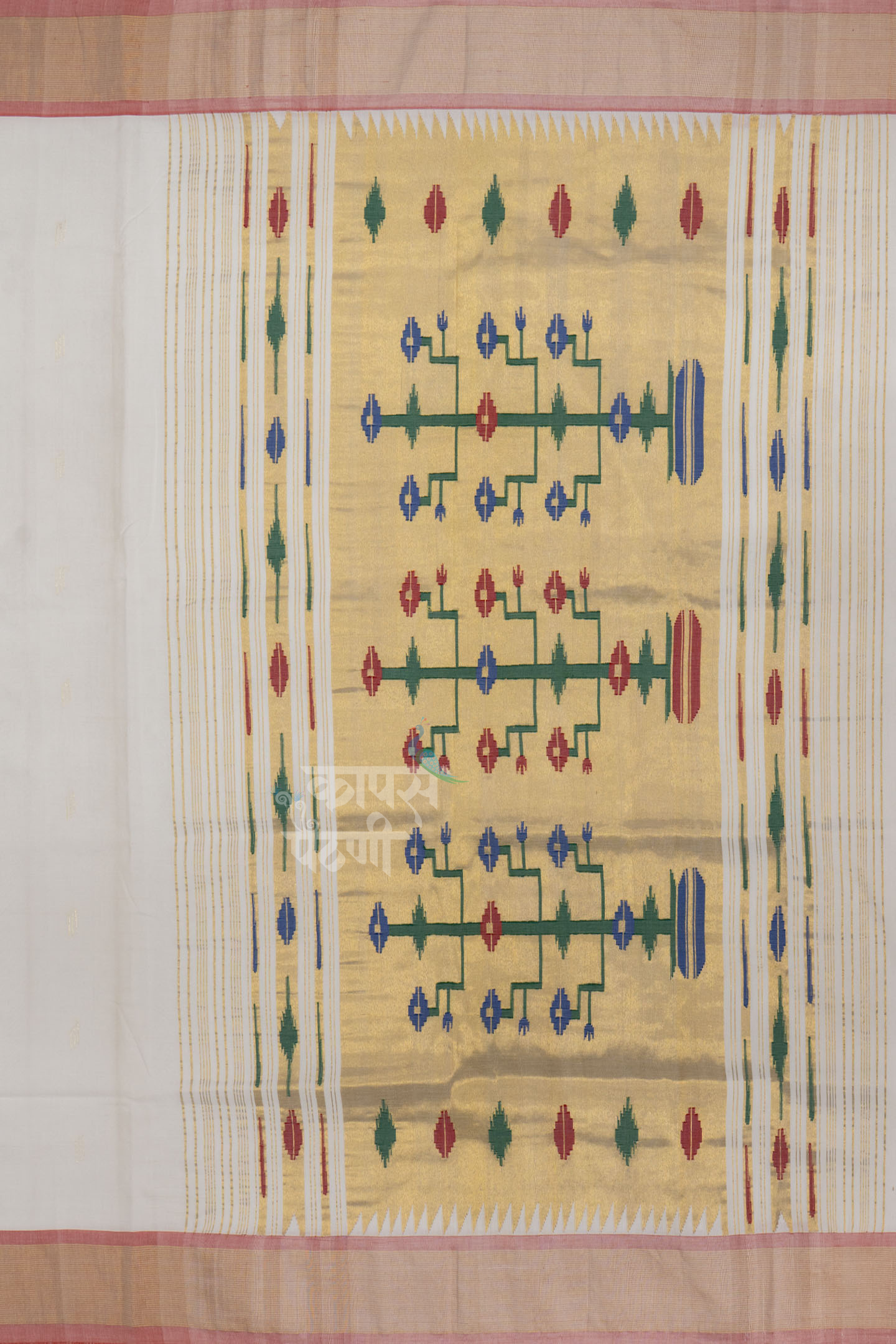 Buy Best White Handloom Cotton Paithani Online At Best Price