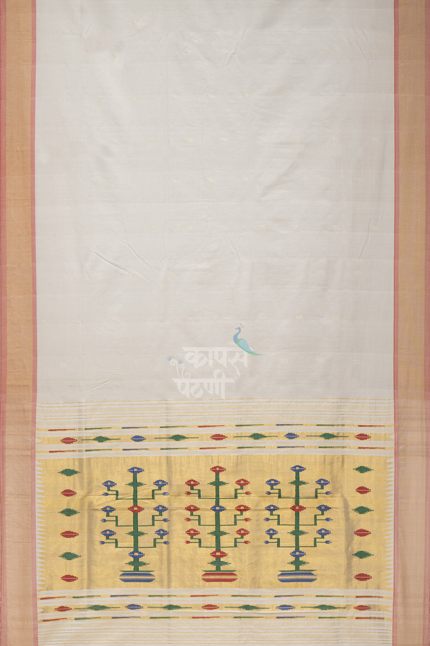 Order Best White Handloom Cotton Paithani Online In India 