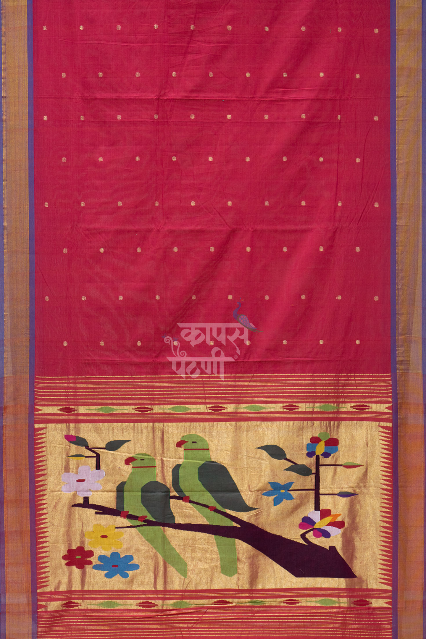 Shop Dark Pink Handloom Cotton Paithani Online At Best Price