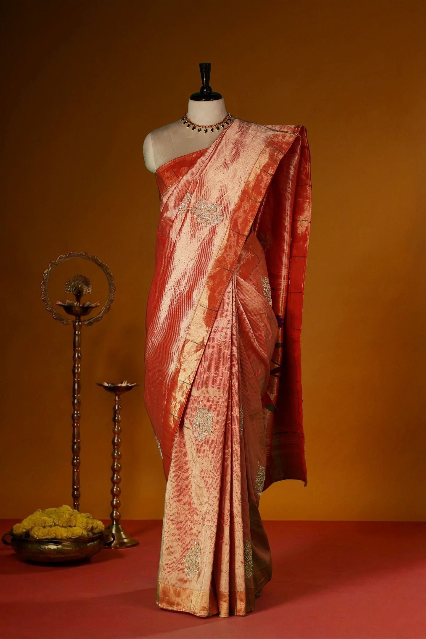 Hand Woven Stripe Tissue Designer Muniya Paithani