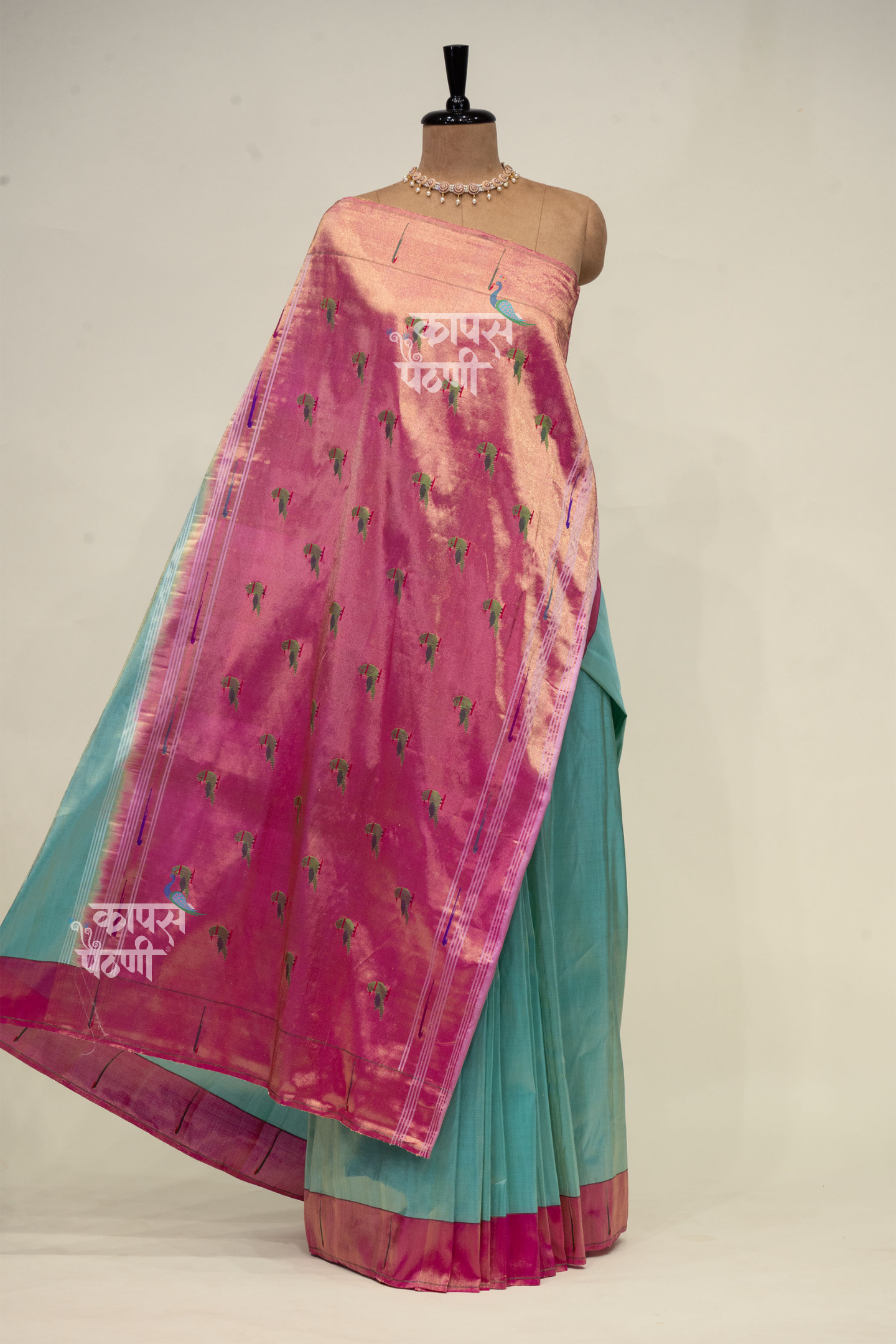 Hand Woven Tissue Muniya Border Paithani