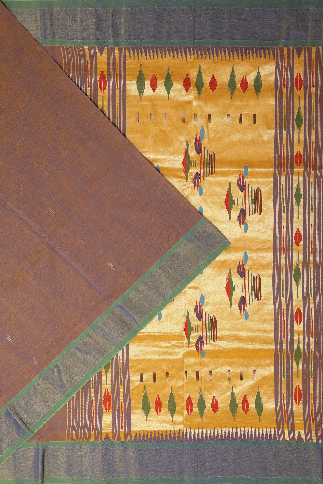 Order Tussar Handloom Double Pallu Cotton Paithani Online