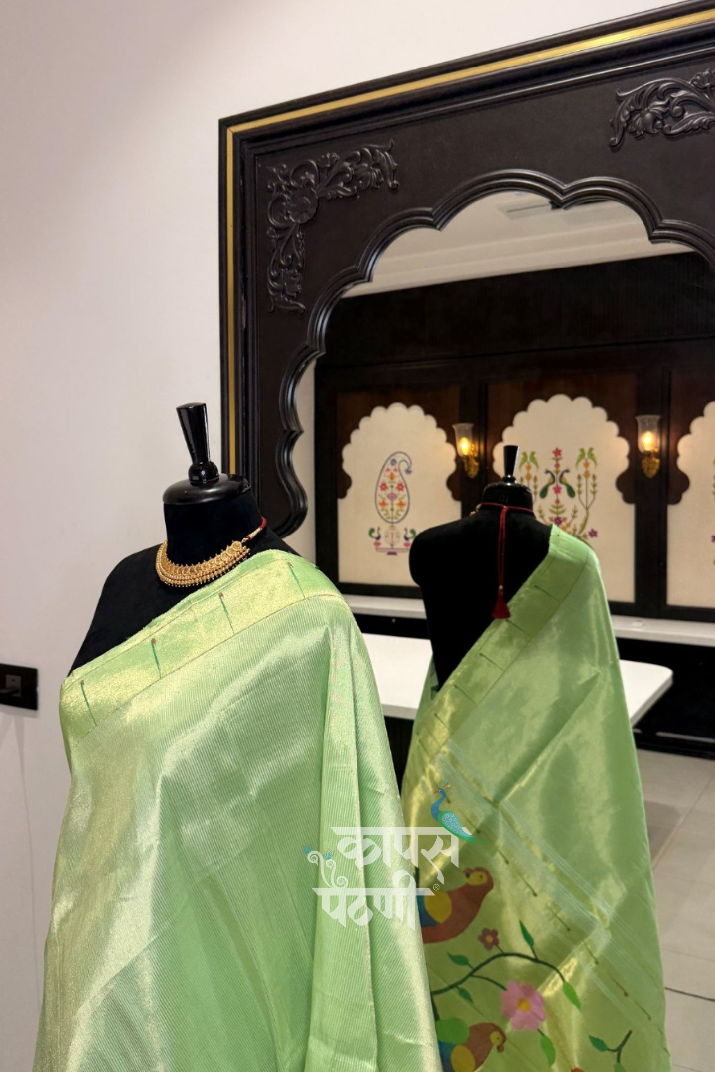Hand Woven Stripe Tissue Designer Muniya Paithani