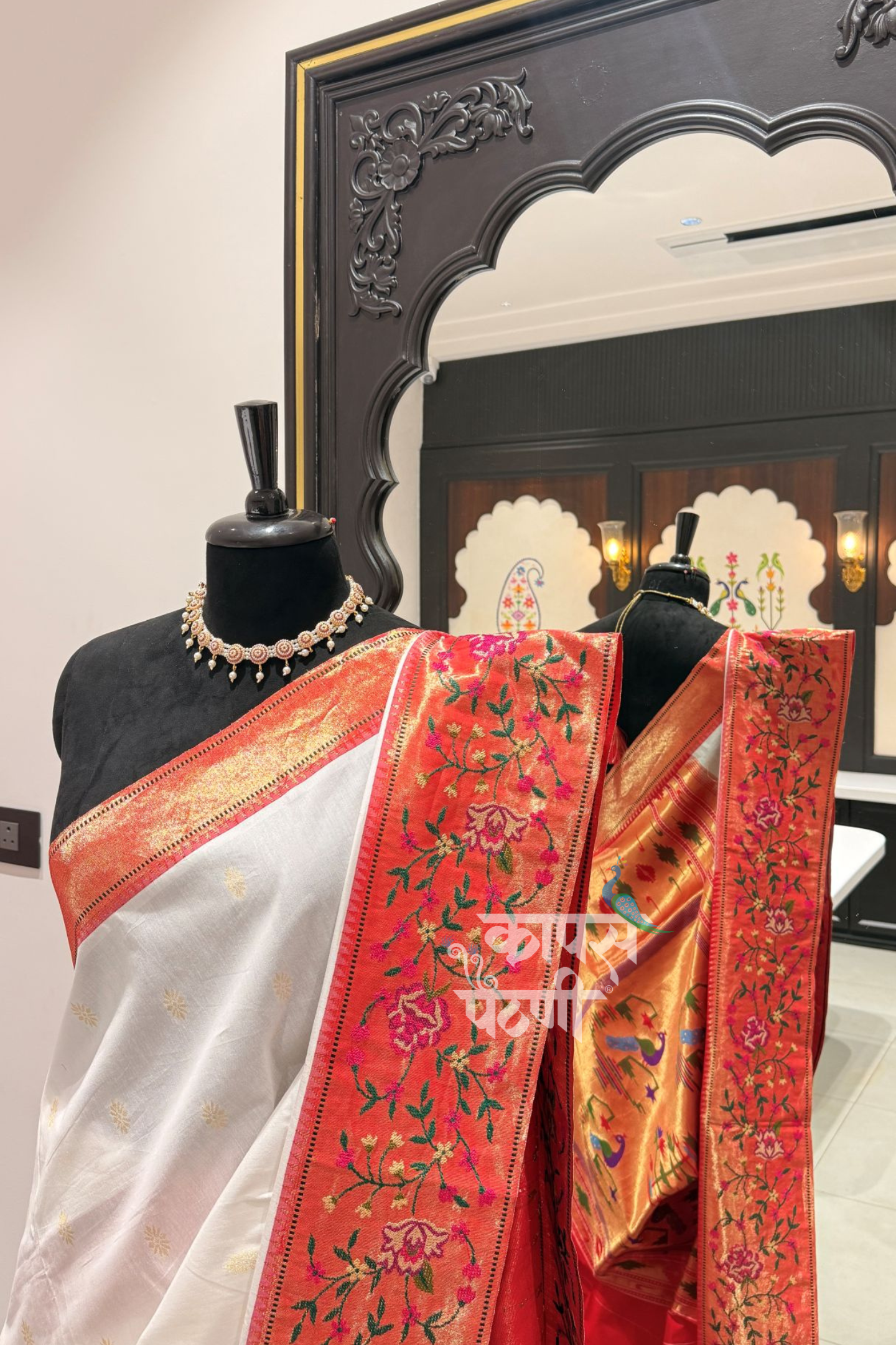 Traditional Pure Silk Petate Work Border Fusion Saree