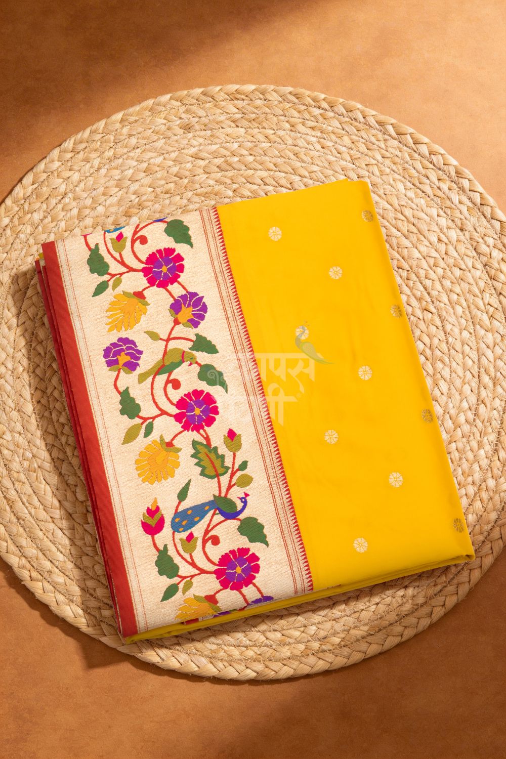 Designer Peacock Parrot Floral Border Saree