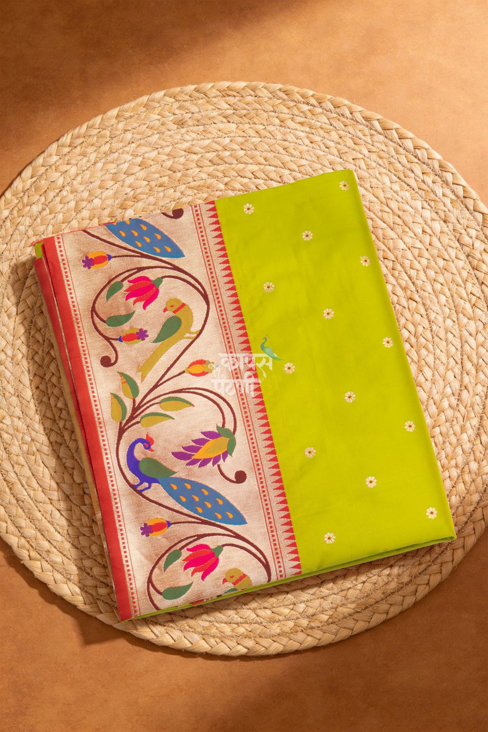 Designer Peacock Parrot Floral Border Saree