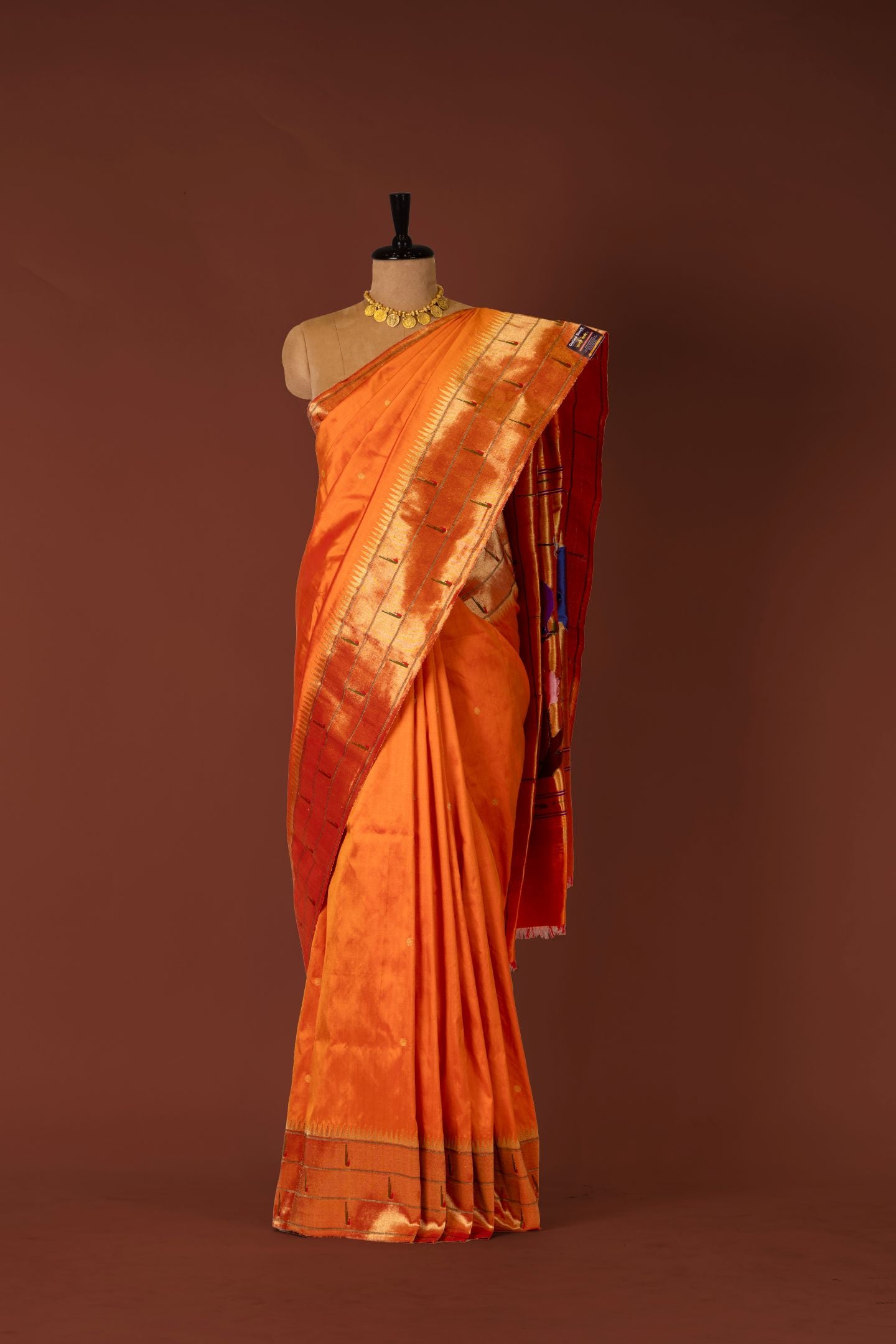 Hand Woven Mango Yellow Tripple Muniya Paithani