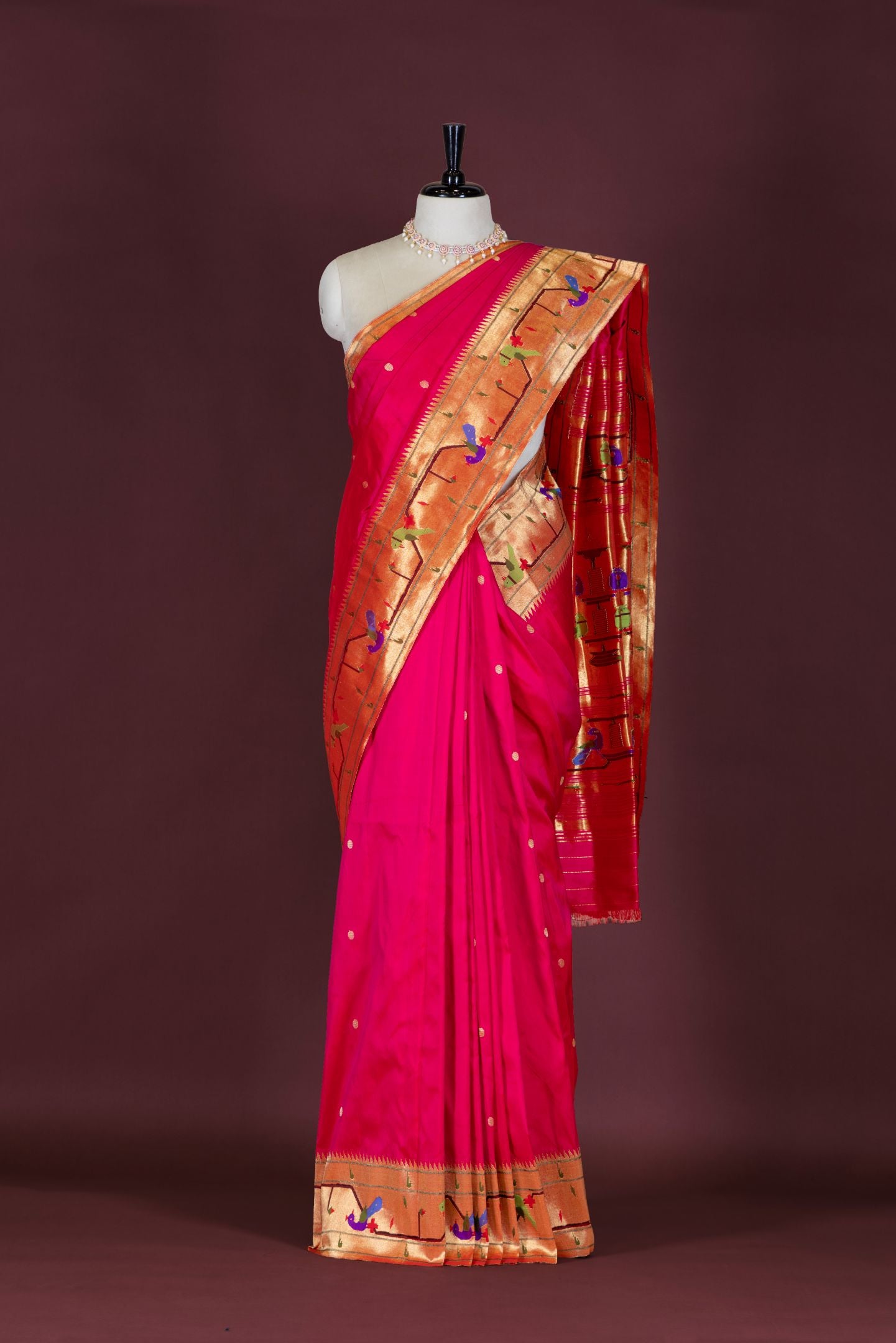 Handloom Peacock Parrot Border Paithani
