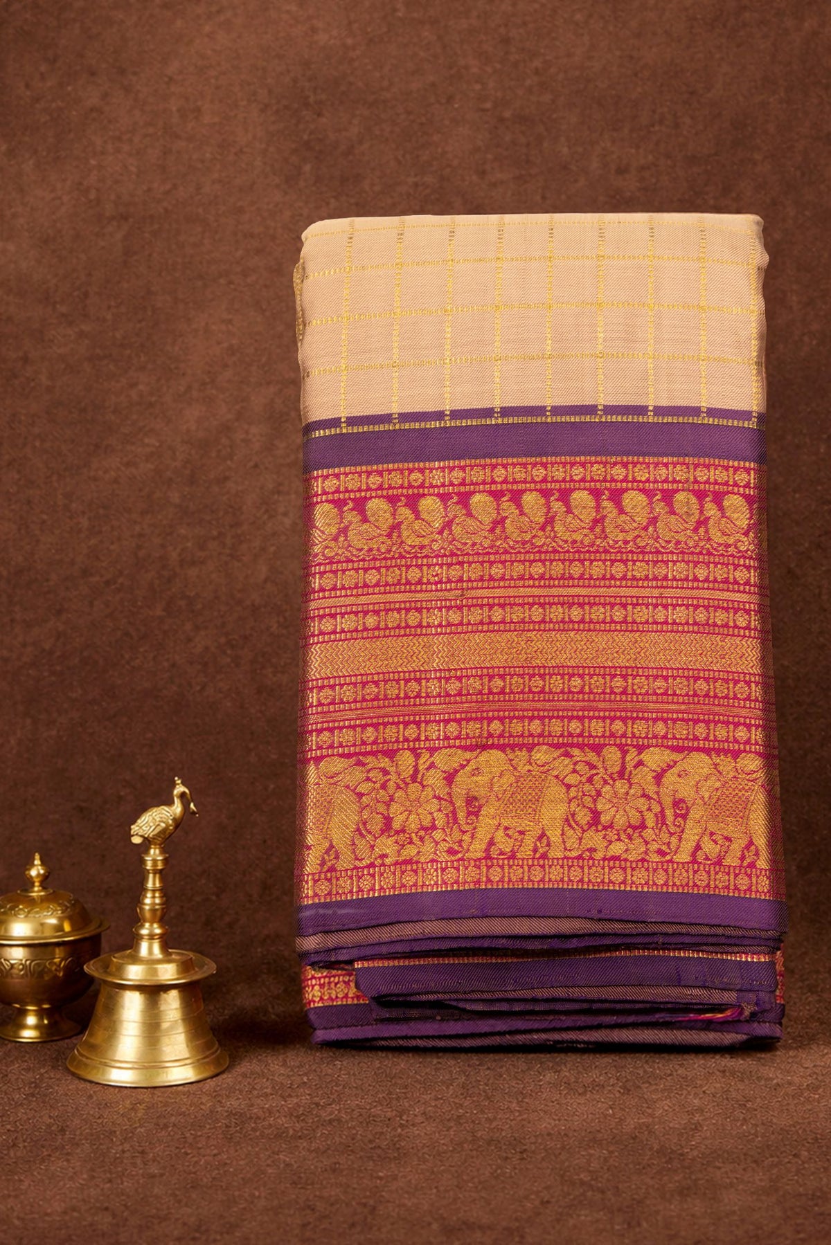 Kanjivaram Pure Silk Checks Saree