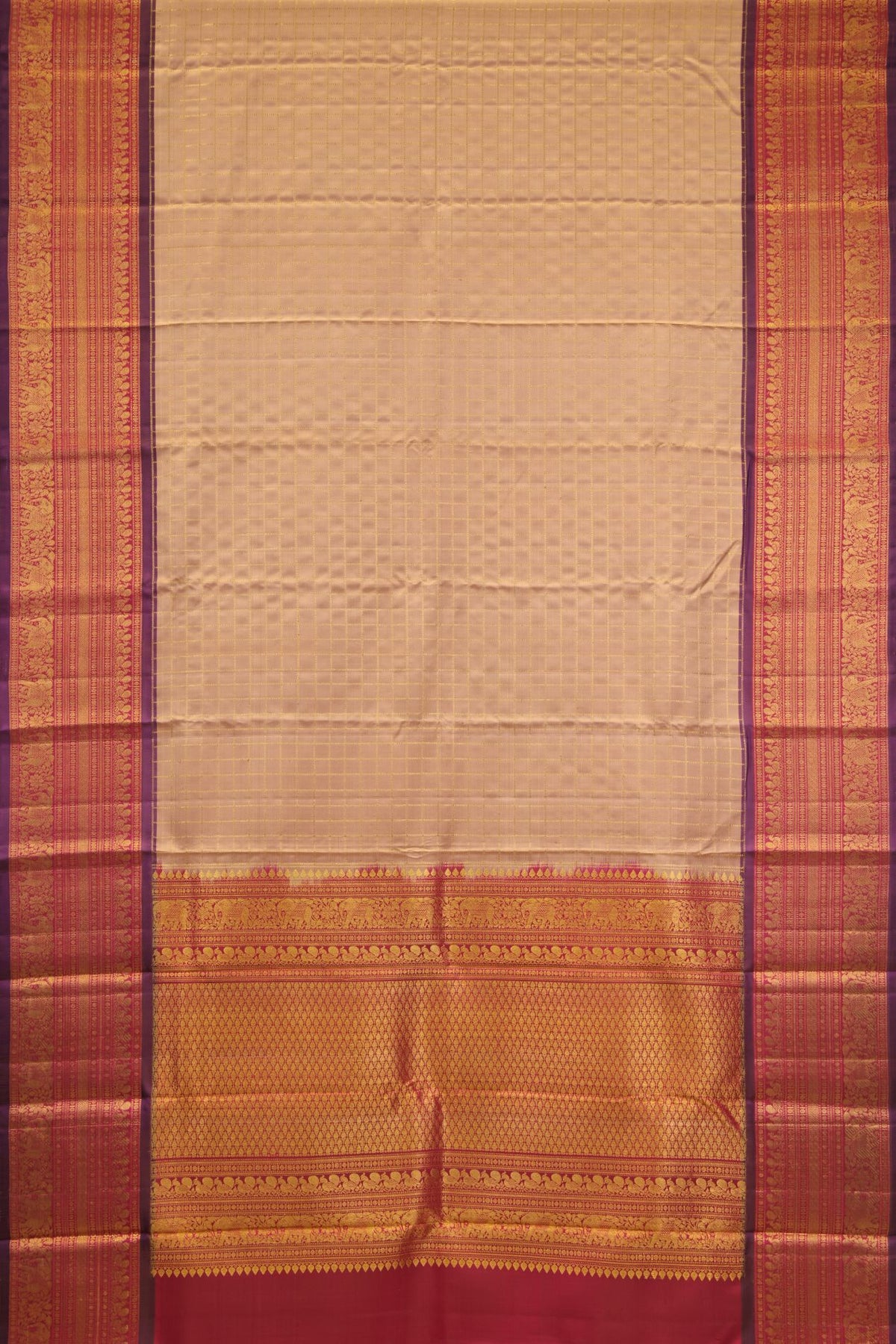 Kanjivaram Pure Silk Checks Saree