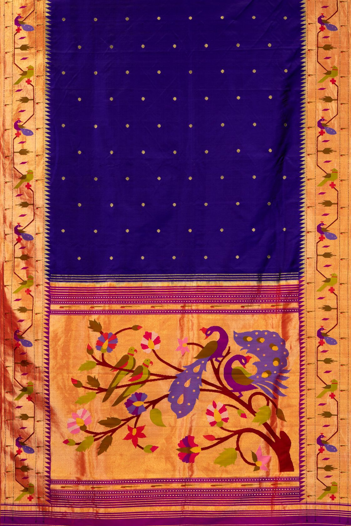 Handloom Peacock Parrot Nauvari Saree