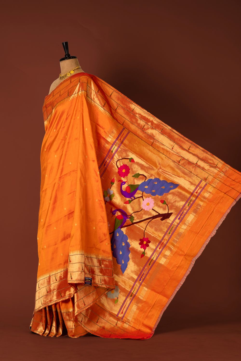 Hand Woven Mango Yellow Tripple Muniya Paithani