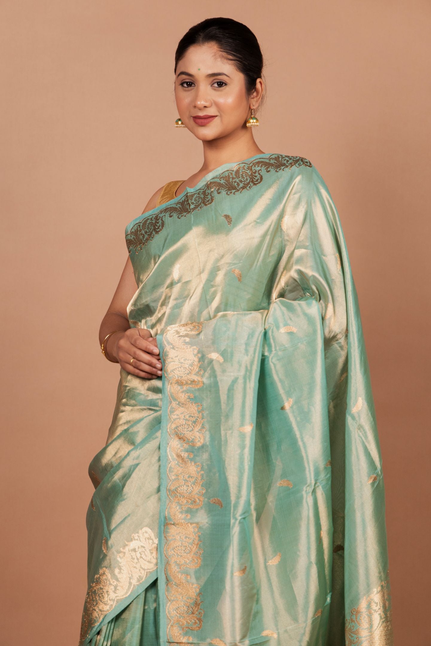 Handwoven Pure Tissue Designer Border Banarasi Saree