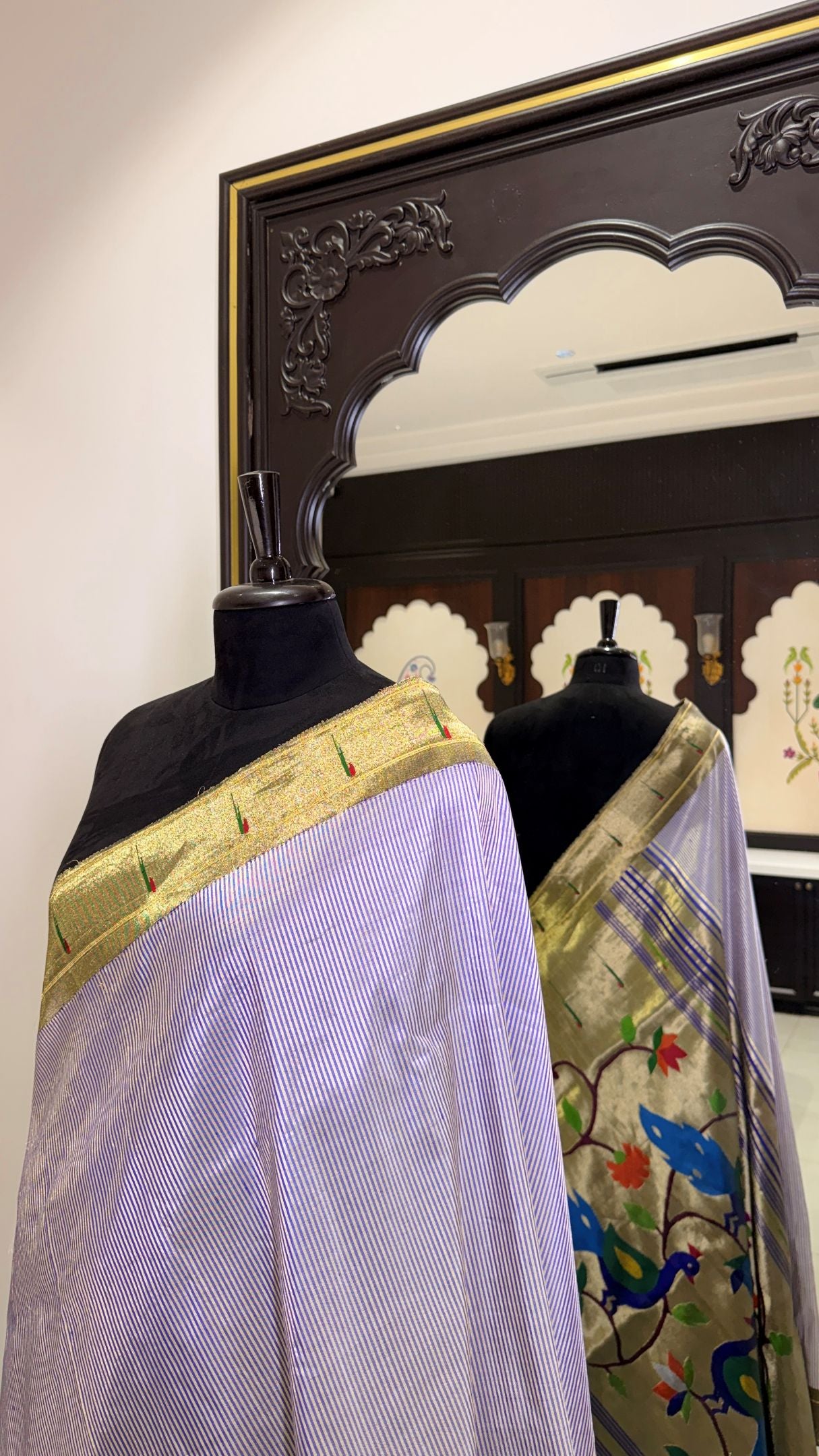 Handwoven Stripe Tissue Designer Muniya Paithani