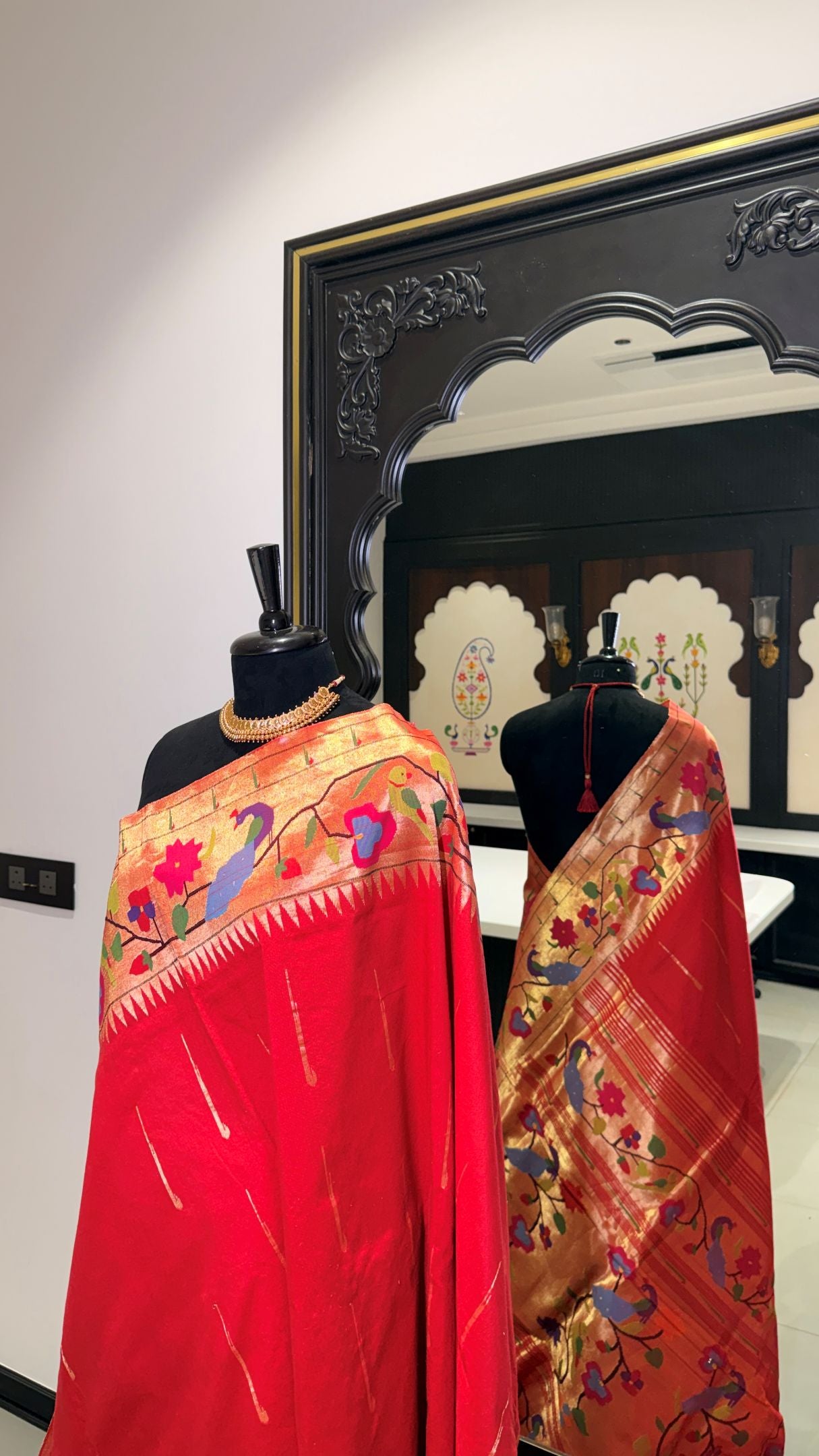 Handloom Cotton Peacock Parrot Floral Rich Border Paithani