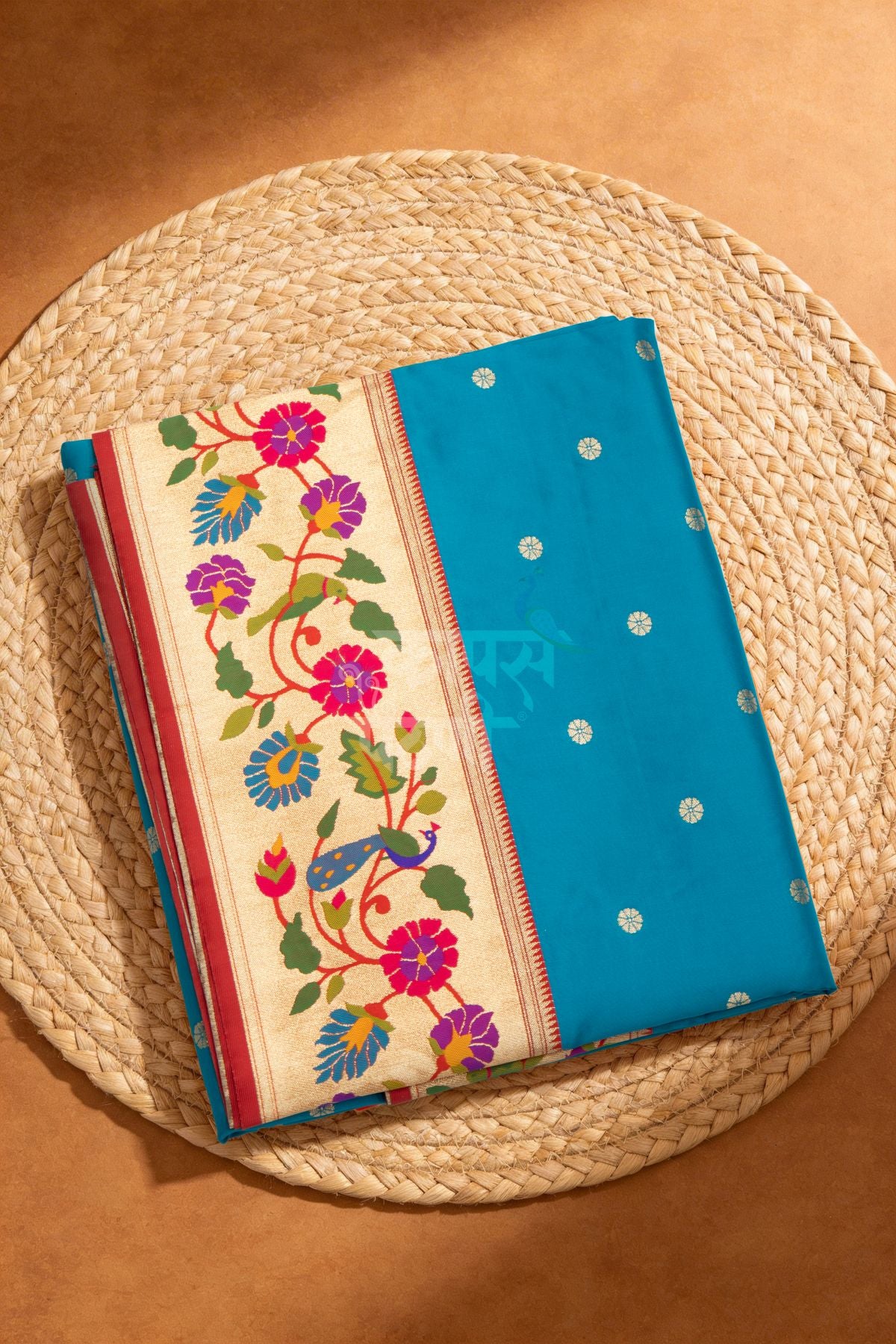 Designer Peacock Parrot Floral Border Saree