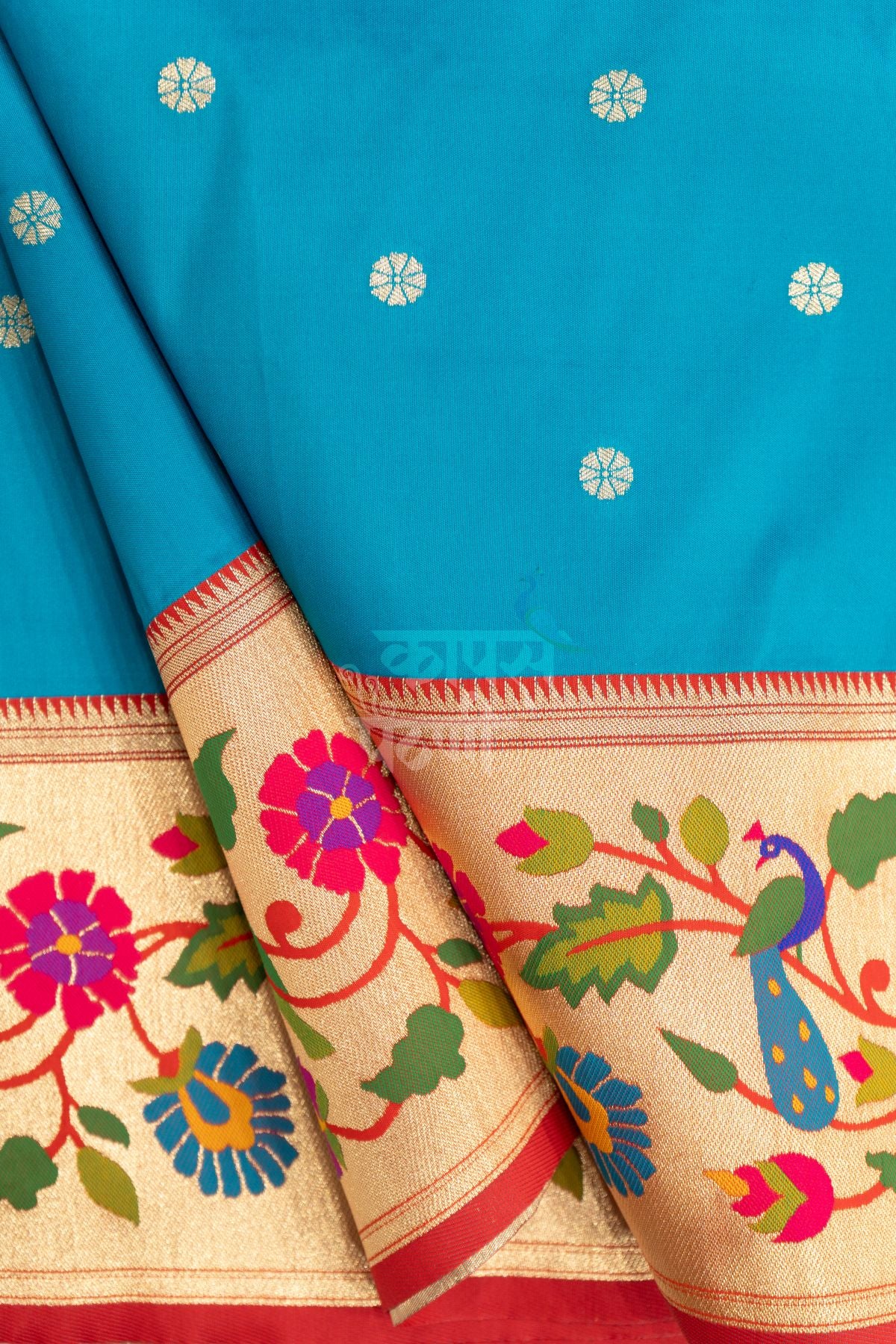 Designer Peacock Parrot Floral Border Saree
