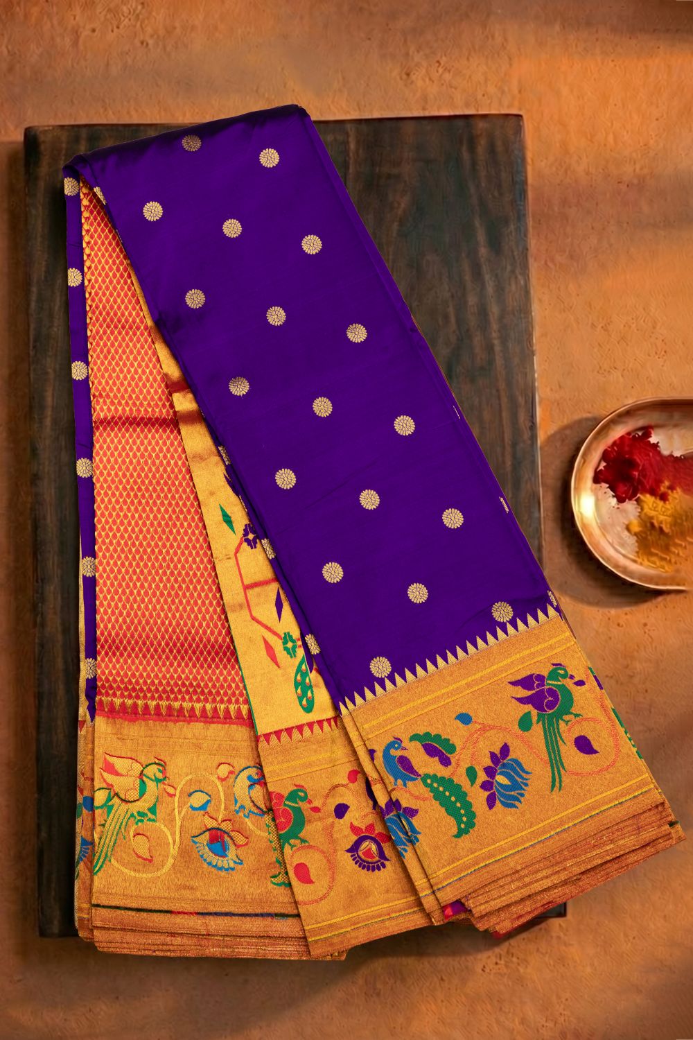 Traditional Peacock Meena Border Saree