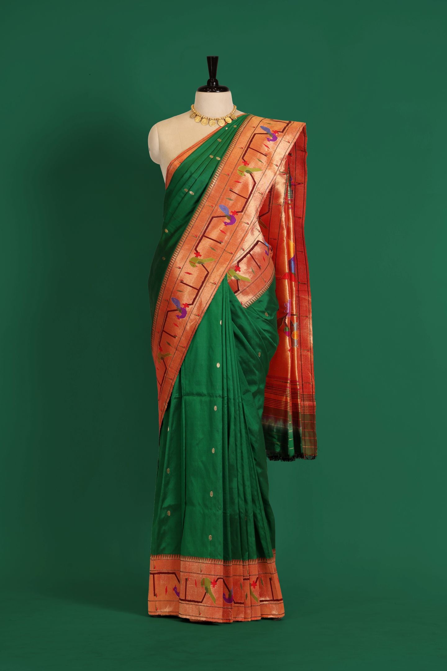 Handloom Peacock Parrot Border Paithani