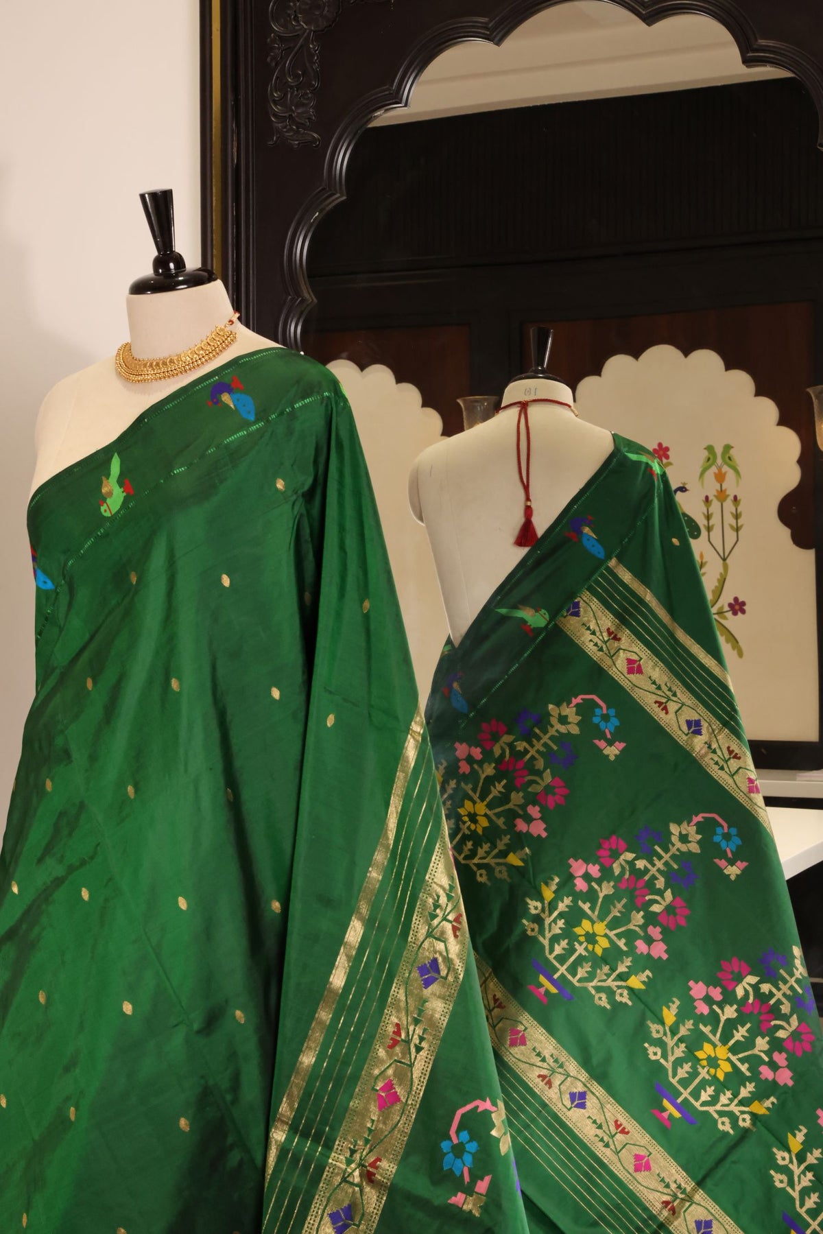Designer Peacock Parrot Border Saree