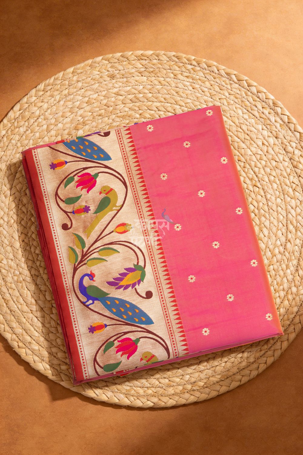 Designer Peacock Parrot Floral Border Saree