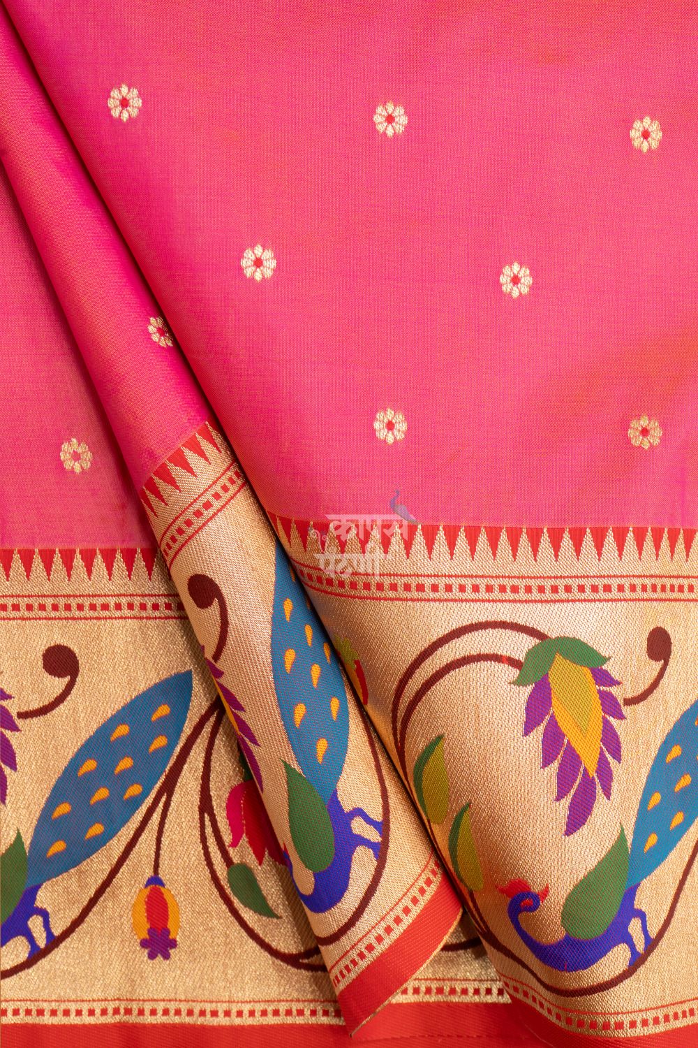 Designer Peacock Parrot Floral Border Saree