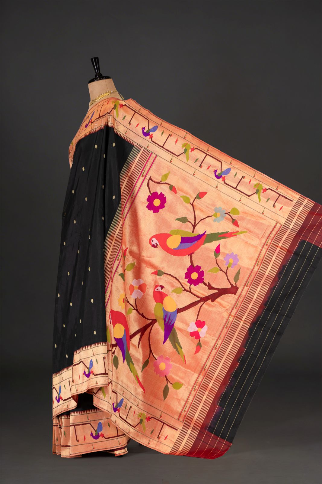 Handloom Peacock Parrot Border Paithani