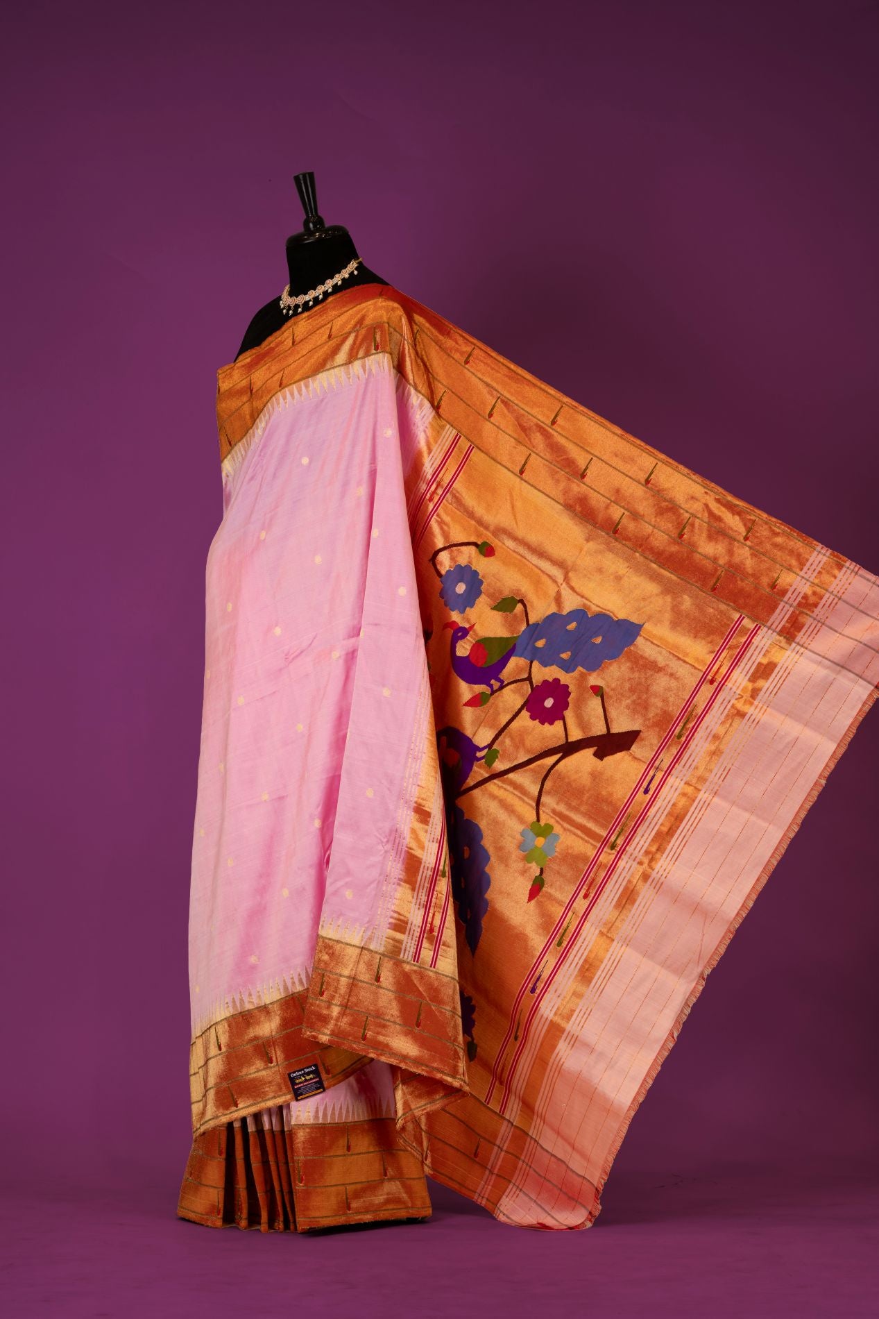 Hand Woven Light Pink Tripple Muniya Paithani
