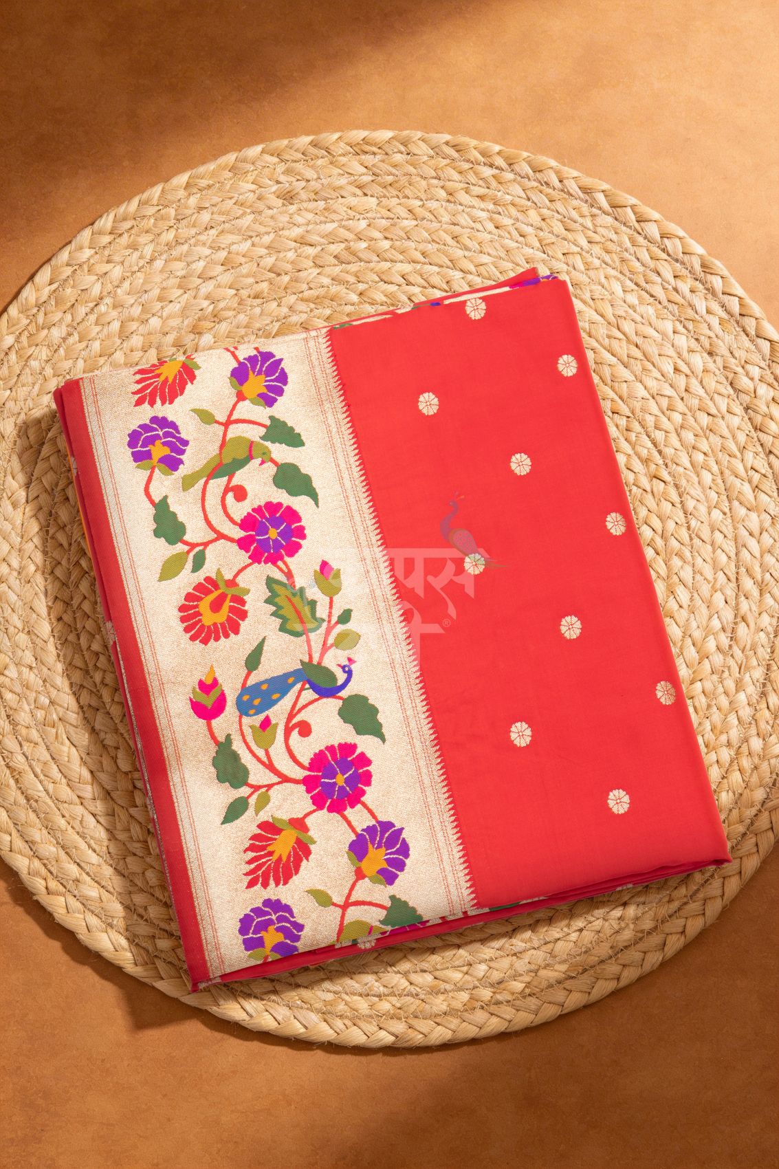 Designer Peacock Parrot Floral Border Saree