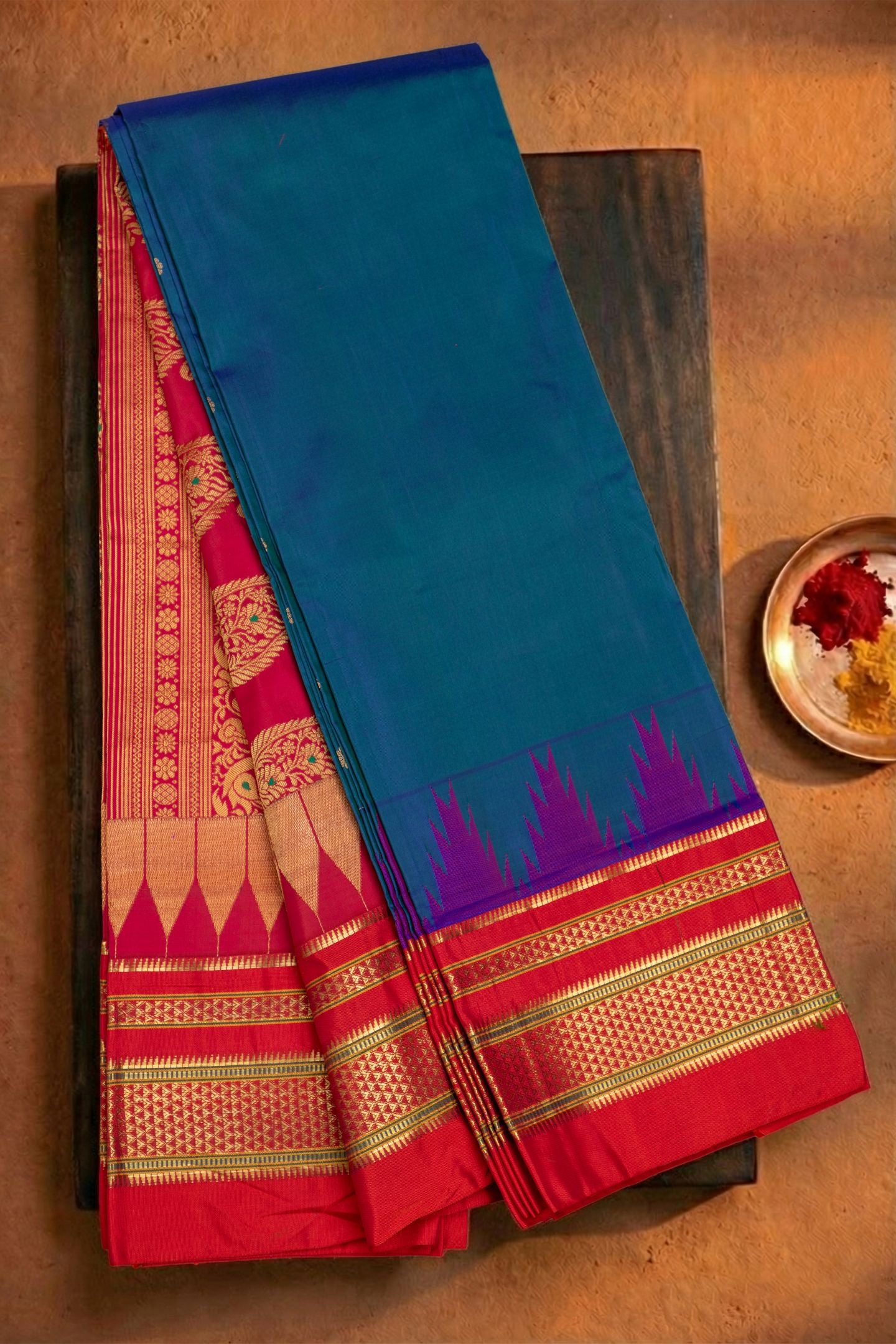 Traditional Irkal Temple Border Mango Rich Pallu Saree