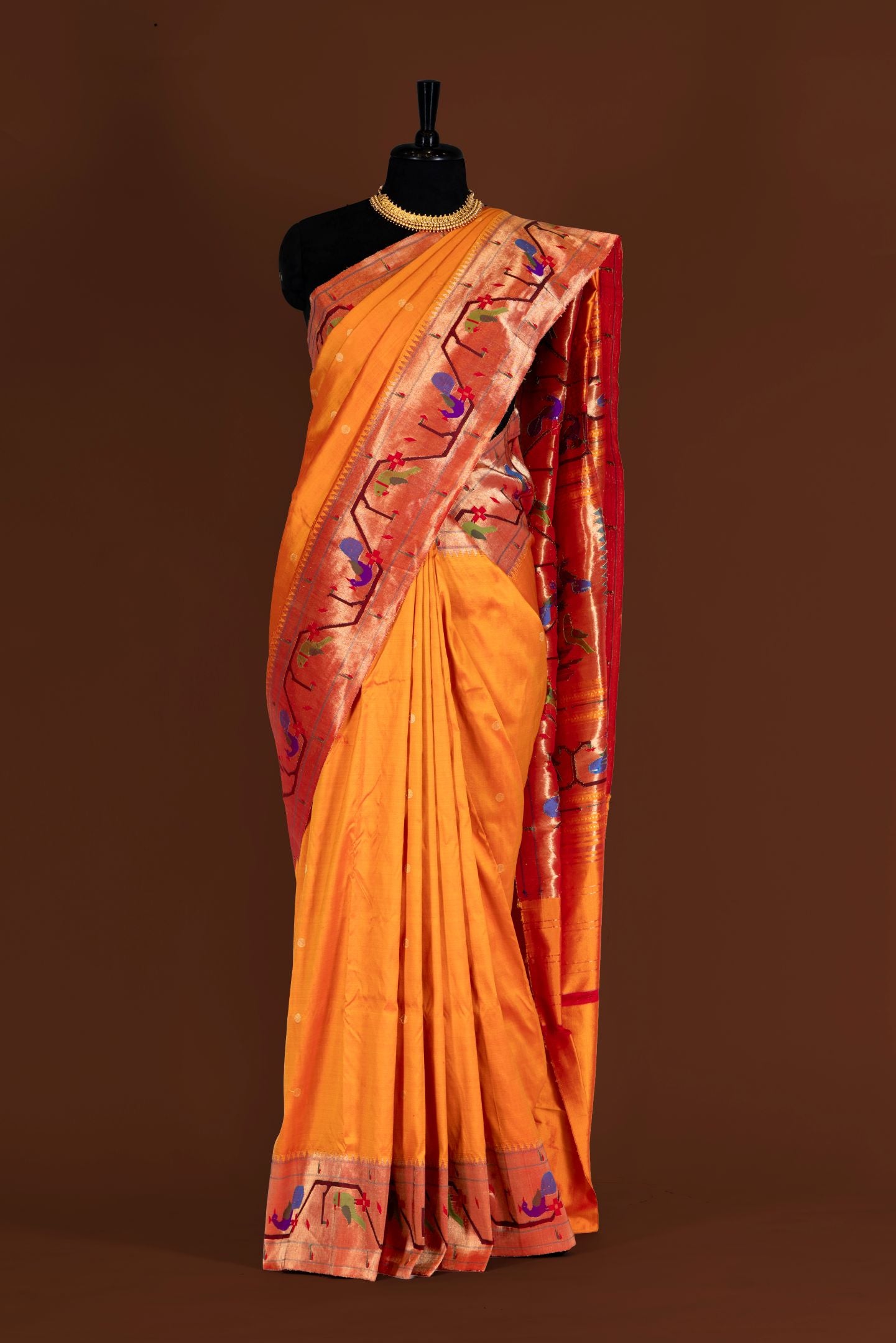 Handloom Peacock Parrot Border Paithani