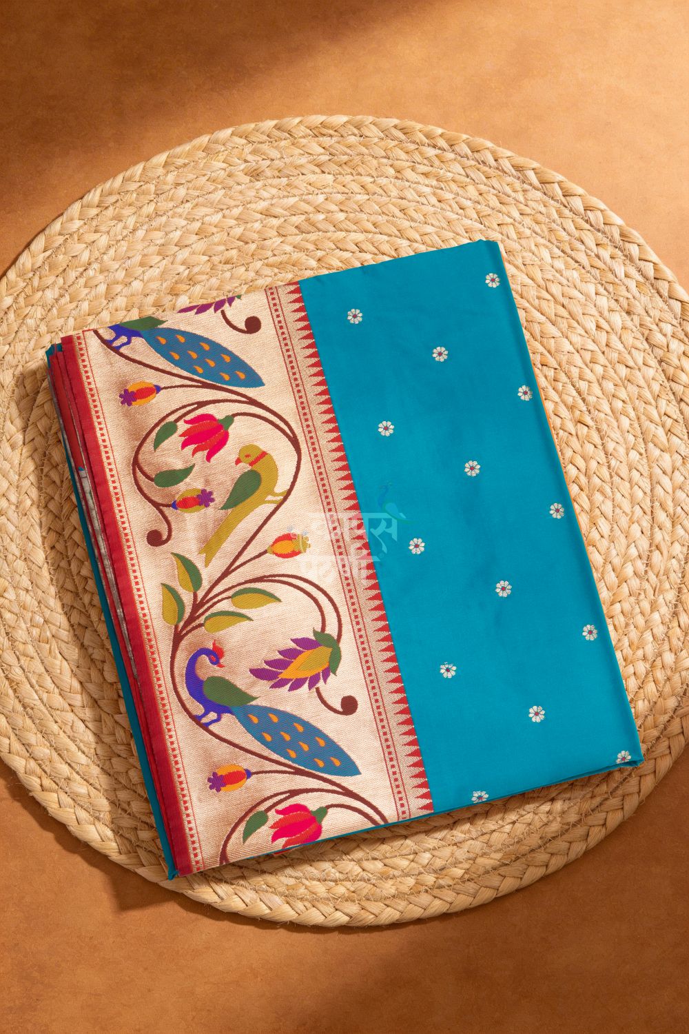 Designer Peacock Parrot Floral Border Saree